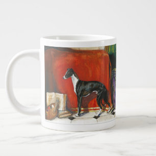 Italiaans Greyhound Waterverf schilderij Grote Koffiekop