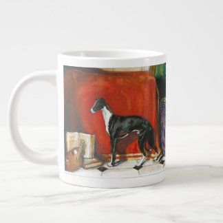 Italiaans Greyhound Waterverf schilderij Grote Koffiekop
