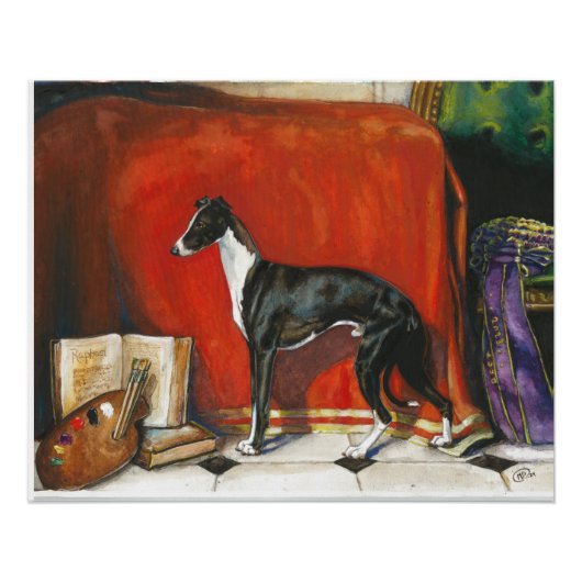 Italiaans Greyhound Waterverf schilderij Perfect Poster (Voorkant)