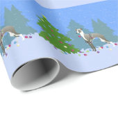 Italiaans Greyhound Whippet die kerstmis decorteer Cadeaupapier (Rol Hoek)