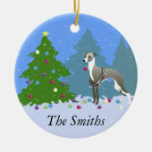 Italiaans Greyhound Whippet die kerstmis decorteer Keramisch Ornament (Voorkant)