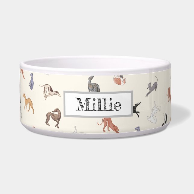  Italiaans Greyhound Whippet Dog Bowl Voerbakje (Voorkant)