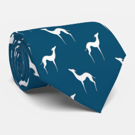Italiaans Greyhound Whippet Silhouette Pattern Blu Stropdas