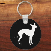 Italiaans Greyhound White op zwart Sleutelhanger (Voorkant)