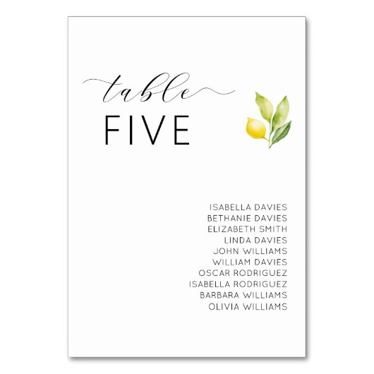 Italiaans Griekenland Citroen Citrus Bruiloft Tafe Kaart (Voorkant)