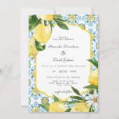 Italiaans Grieks citrus Lemon Yellow Modern Weddin Kaart (Voorkant)
