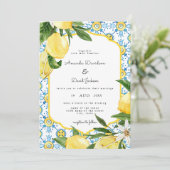 Italiaans Grieks citrus Lemon Yellow Modern Weddin Kaart (Staand voorkant)