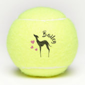 Italiaans Grieks filhouet Roze harten Naam Tennisballen (Voorkant)