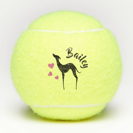 Italiaans Grieks filhouet Roze harten Naam Tennisballen (Voorkant)