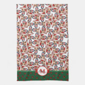 Italiaans Grieks patroonmonogram kersthond Theedoek (Verticaal)