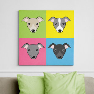 Italiaans Grieks Whippet Cute cartoon Pop Canvas Afdruk