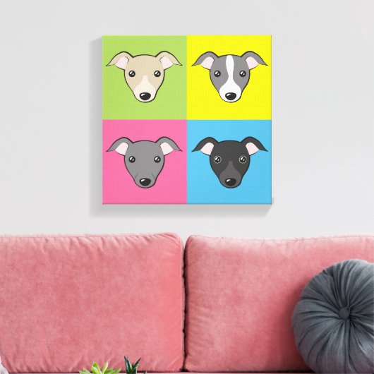 Italiaans Grieks Whippet Cute cartoon Pop Canvas Afdruk (Insitu (Woonkamer))