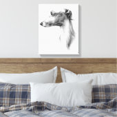 Italiaans Grieks-witte whippet portret tekenkunst Canvas Afdruk (Insitu (Slaapkamer))