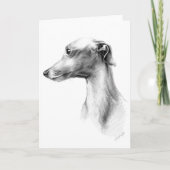 Italiaans Grieks-witte whippet portret tekenkunst Kaart (Voorkant)