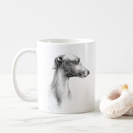 Italiaans Grieks-witte whippet portret tekenkunst Koffiemok (Met donut)