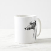 Italiaans Grieks-witte whippet portret tekenkunst Koffiemok (Voorkant rechts)