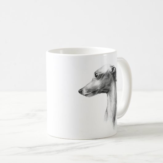 Italiaans Grieks-witte whippet portret tekenkunst Koffiemok (Voorkant rechts)