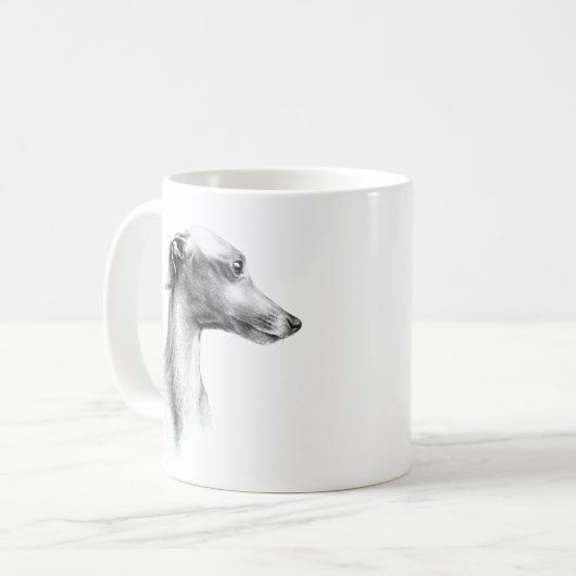 Italiaans Grieks-witte whippet portret tekenkunst Koffiemok (Voorkant links)