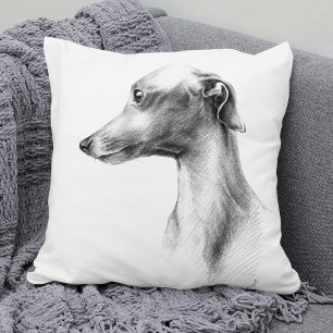 Italiaans Grieks-witte whippet portret tekenkunst Kussen