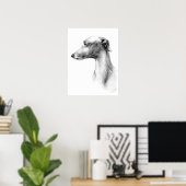 Italiaans Grieks-witte whippet portret tekenkunst Poster (Thuiskantoor)