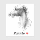 Italiaans Grieks-witte whippet portret tekenkunst Sticker (Vel)
