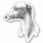 Italiaans Grieks-witte whippet portret tekenkunst Sticker (Voorkant)