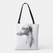 Italiaans Grieks-witte whippet portret tekenkunst Tote Bag (Achterkant)
