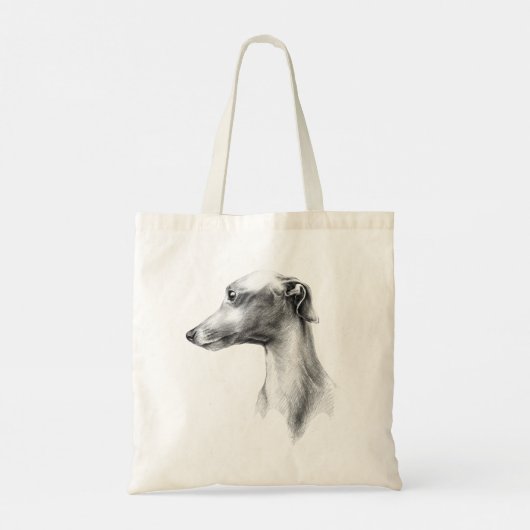 Italiaans Grieks-witte whippet portret tekenkunst Tote Bag (Achterkant)