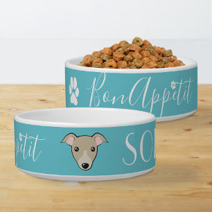 Italiaans grieshond Fawn cartoon Name Bon appetit Voerbakje