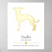 Italiaans grijnwindsilhouet met een pols en een te folie afdrukken (Voorkant)