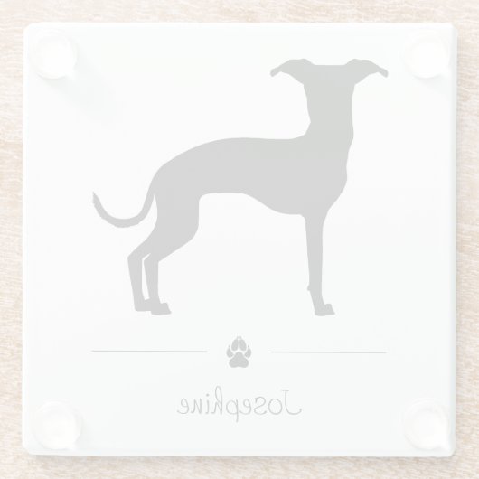 Italiaans grijnwindsilhouet met een pols en een te glazen onderzetter (Achterkant)