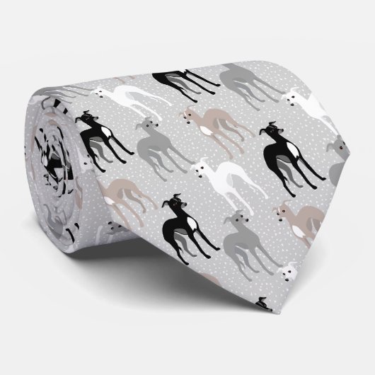 Italiaans grijs glanzend midden-eeuwse moderne gri stropdas (Opgerold)