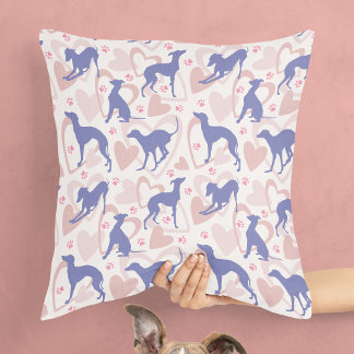 Italiaans grijsheuvels paws Periwinkle Pattern Kussen