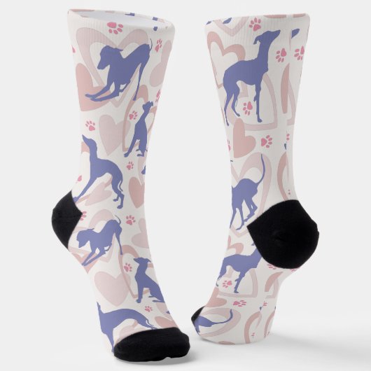 Italiaans grijsheuvels paws Periwinkle Pattern Sokken (Gebogen)