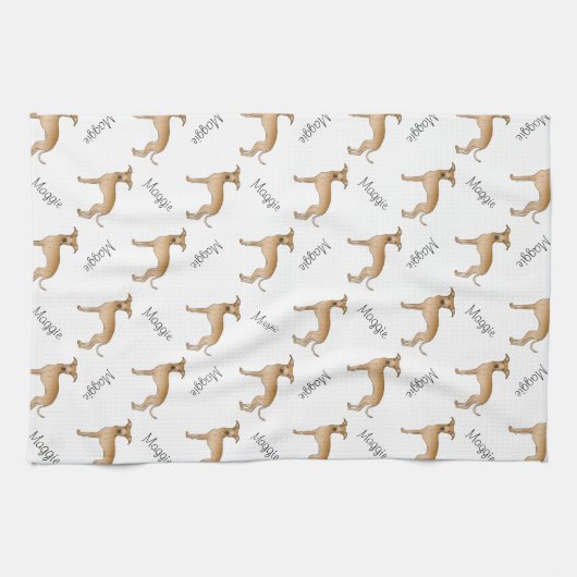 Italiaans grijswinddekletspatroon met naam theedoek (Horizontaal)