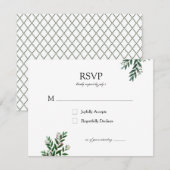 Italiaans groen Moderne elegante rustieke reactie RSVP Kaartje (Voorkant / Achterkant)