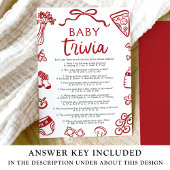 Italiaans Hand getrokken Baby shower Baby Trivia s Kaart