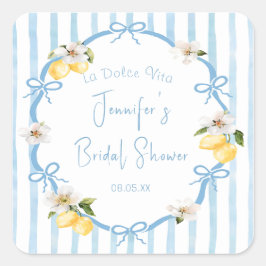 Italiaans Hand getrokken Kust Lemon Vrijgezellenfe Vierkante Sticker