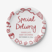 Italiaans Hand getrokken speciale levering Baby sh Papieren Bordje (Voorkant)