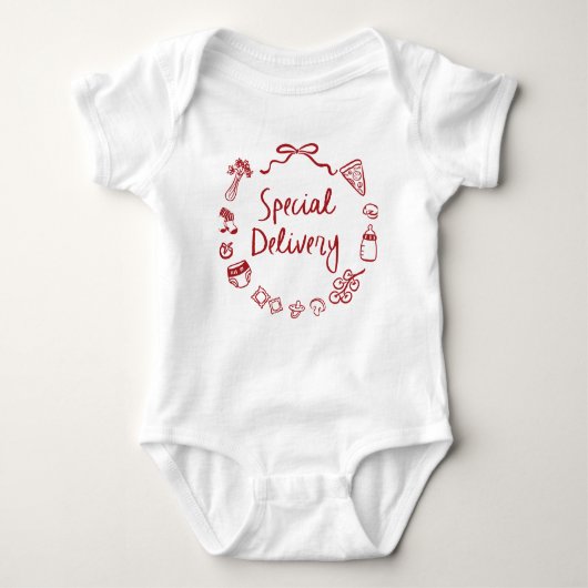 Italiaans Hand getrokken speciale levering Baby sh Romper (Voorkant)