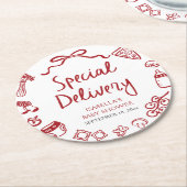 Italiaans Hand getrokken speciale levering Baby sh Ronde Kartonnen Onderzetter (Gebogen)