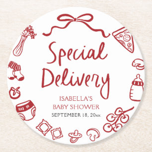 Italiaans Hand getrokken speciale levering Baby sh Ronde Kartonnen Onderzetter