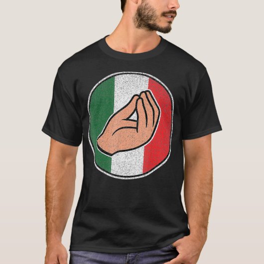Italiaans handgebaar met Italiaanse vlag T-shirt (Voorkant)