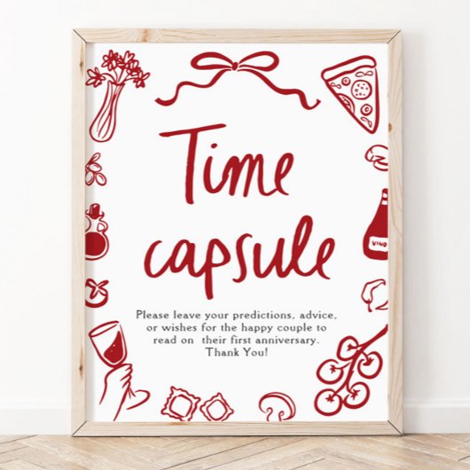 Italiaans handgetekend bruidsshower tijdscapsule b poster