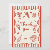 Italiaans handgetekend rood Vrijgezellenfeest Bedankkaart (Voorkant)