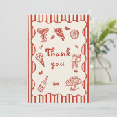 Italiaans handgetekend rood Vrijgezellenfeest Bedankkaart (Staand voorkant)