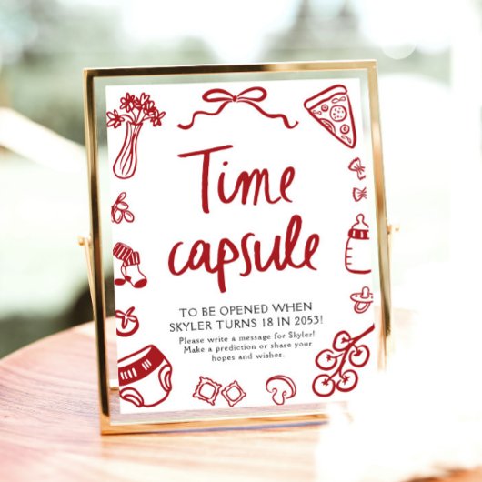 Italiaans handgetekende Baby shower Time Capsule S Poster