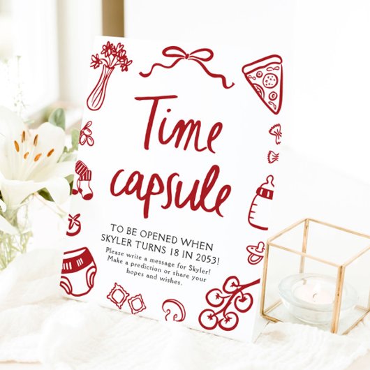 Italiaans handgetekende Baby shower Time Capsule S Reclamebord Met Voetstuk