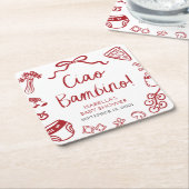 Italiaans handgetekende pizza Ciao Bambino Baby sh Kartonnen Onderzetters (Schuin)