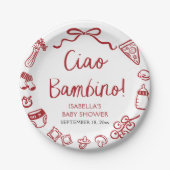 Italiaans handgetekende pizza Ciao Bambino Baby sh Papieren Bordje (Voorkant)
